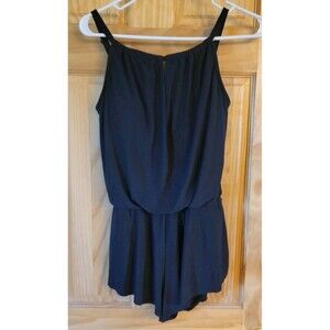 Aqua Green Women's Sz Small Swim Romper w/ Pockets One Piece Swimsuit Black